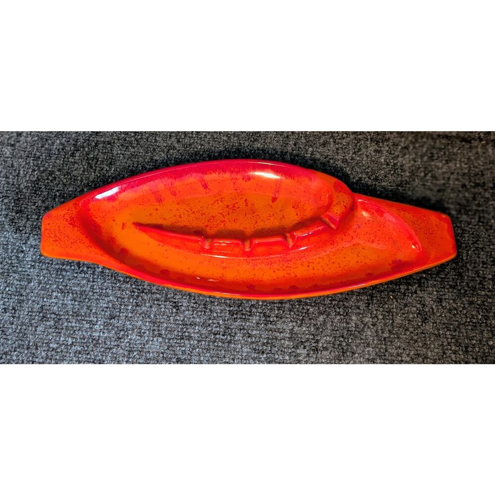 Vintage MCM Atomic Orange Ceramic Swirl California Pottery Collectible Ashtray